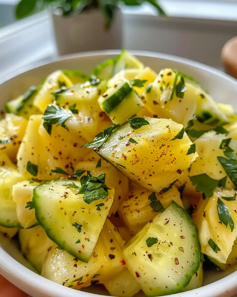 Ingredients for pineapple cucumber salad including lime and mint