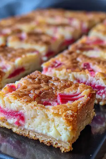 Rhubarb Cheesecake Bars taken with iphone 15 pro max --iw 2 --ar 4:5 --v 6.0 --raw