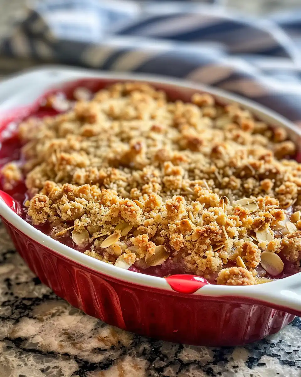 Ingredients for rhubarb crisp recipe including butter, sugar, oats, and rhubarb