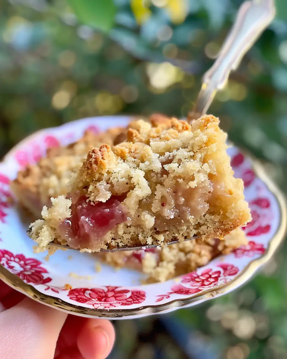 Steam rising from rhubarb dump cake in pressure cooker