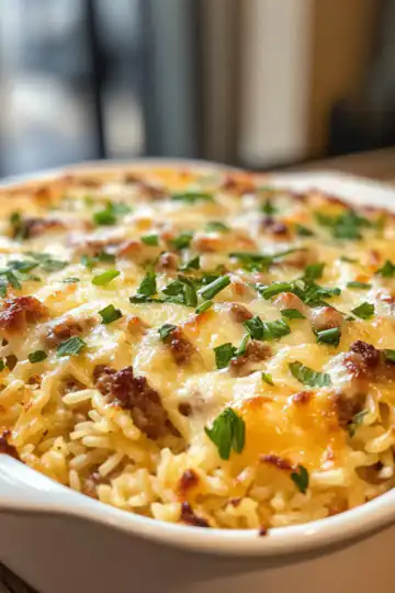 Sausage rice casserole taken with iphone 15 pro max --iw 2 --ar 4:5 --v 6.1 --raw