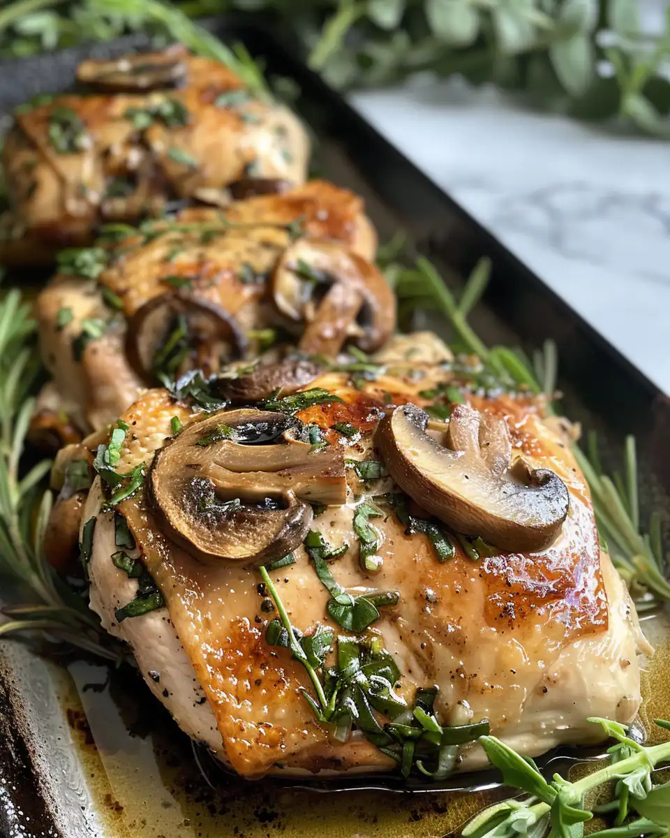 Pressure cooker with mushroom stuffed chicken breast inside