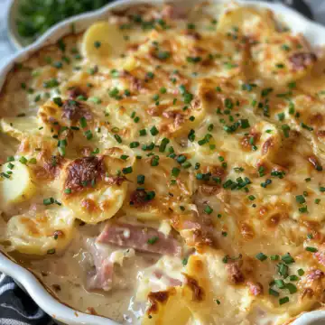 Scalloped Potatoes and Ham taken with iphone 15 pro max --iw 2 --ar 4:5 --v 6.0 --raw