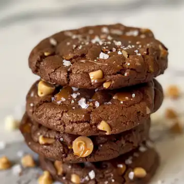 Sea Salt Caramel Cookies With Double Chocolate taken with iphone 15 pro max --iw 2 --ar 4:5 --v 6.0 --raw