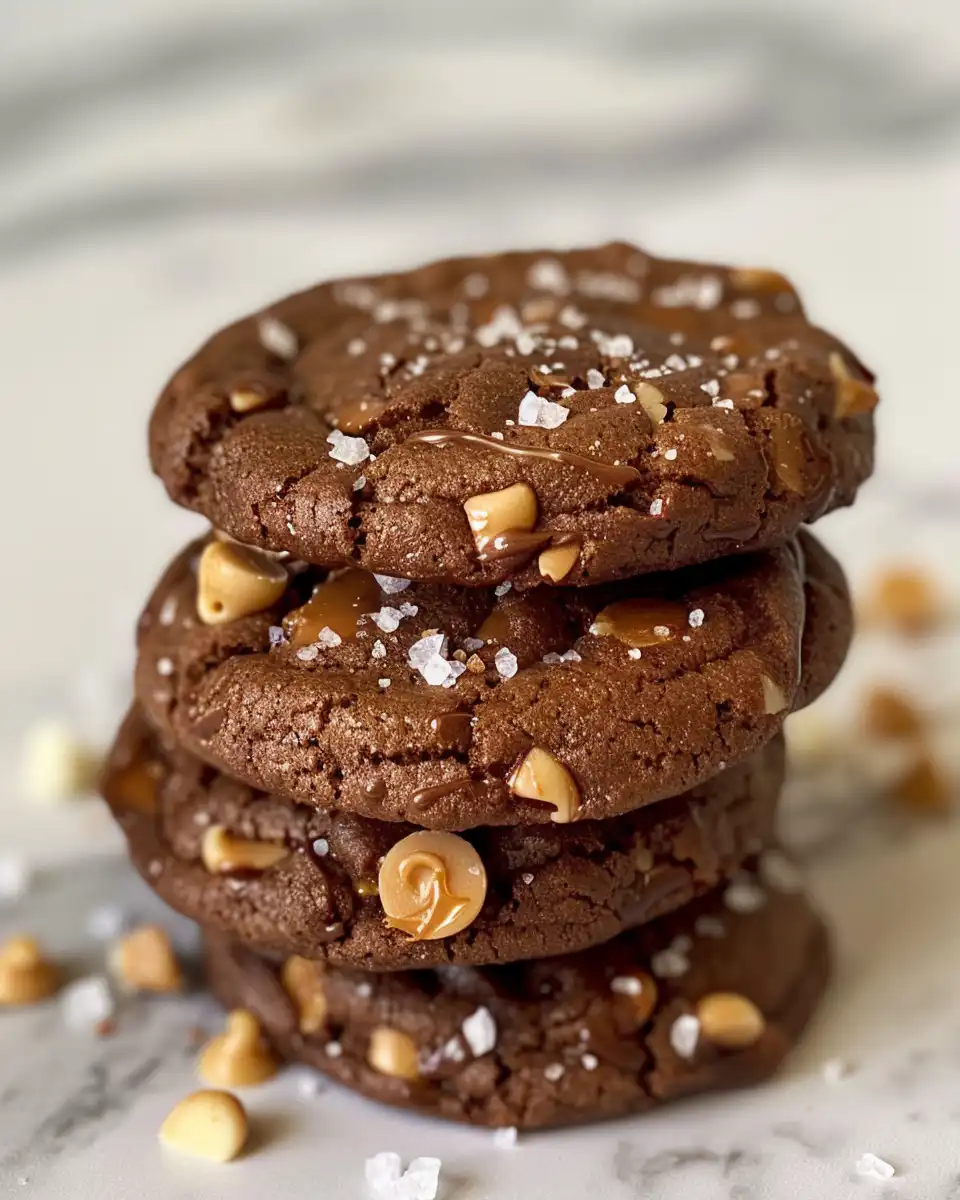 Freshly pressure cooked double chocolate salted caramel cookies