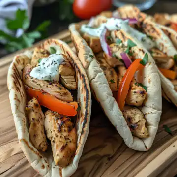 Sheet Pan Chicken Pitas with Herby Ranch Recipe taken with iphone 15 pro max --iw 2 --ar 4:5 --v 6.0 --raw