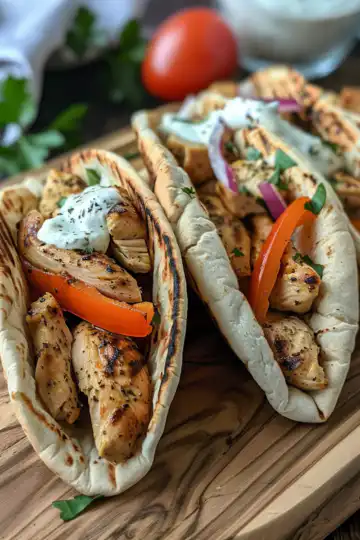 Sheet Pan Chicken Pitas with Herby Ranch Recipe taken with iphone 15 pro max --iw 2 --ar 4:5 --v 6.0 --raw