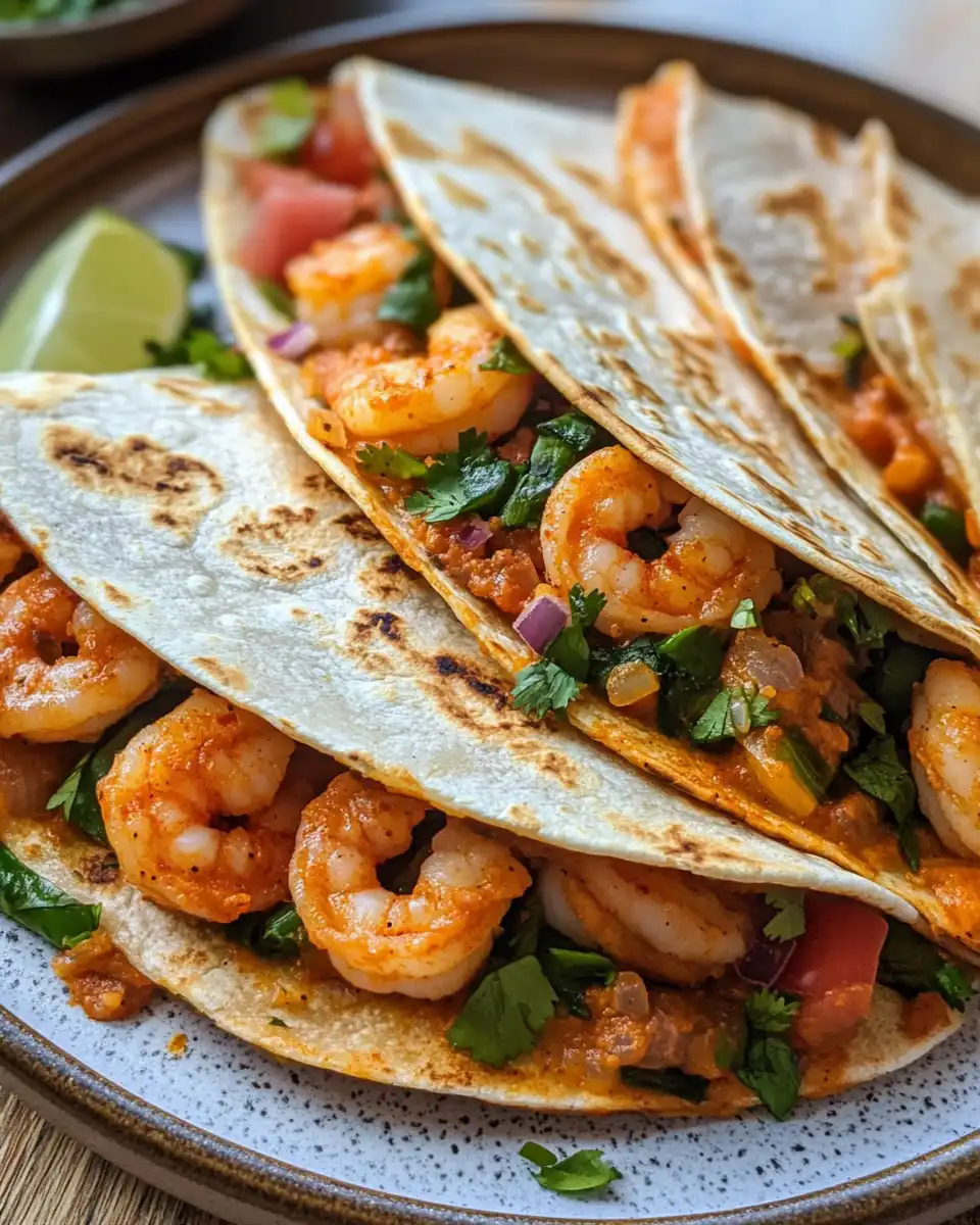 Cooked shrimp and veggies inside a pressure cooker