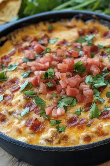 Sizzling Bacon Cheeseburger Queso Dip Recipe taken with iphone 15 pro max --iw 2 --ar 4:5 --v 6.1 --raw