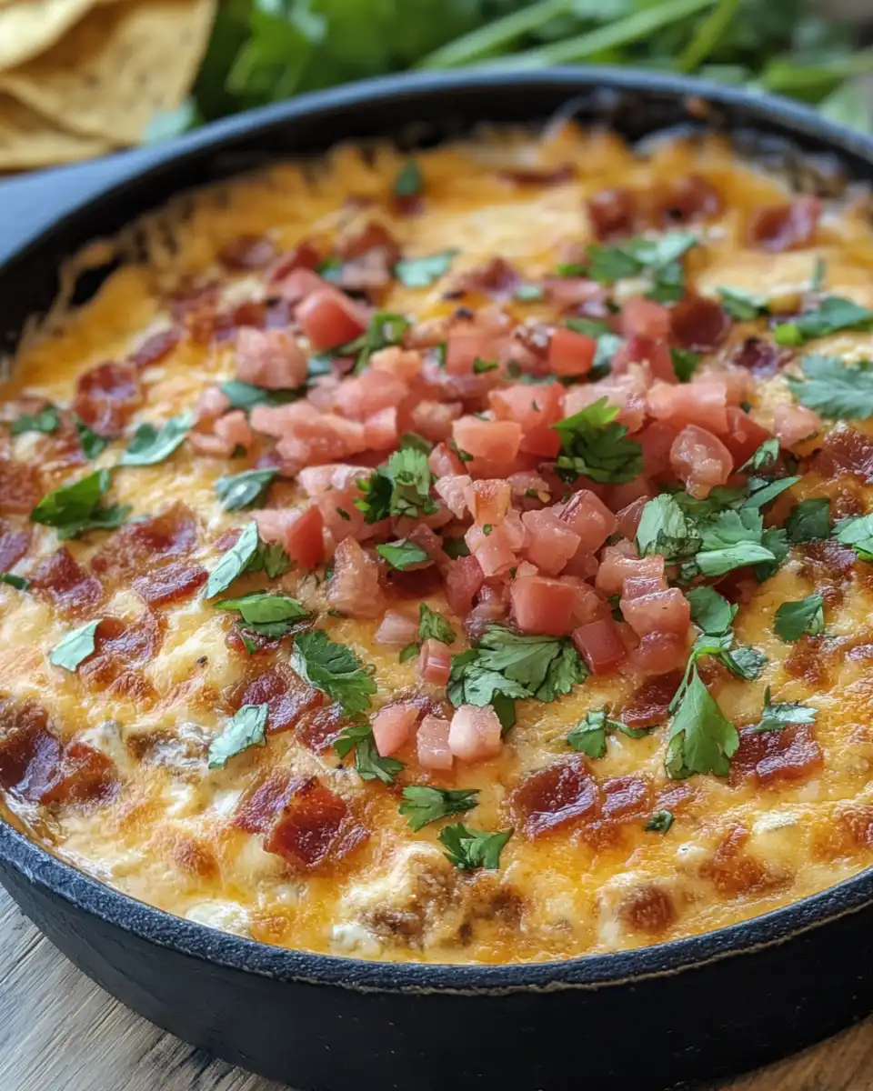 Steam rising from pressure cooker with sizzling bacon cheeseburger queso dip cooking