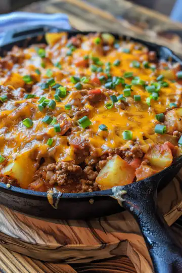 Sloppy Joe Potato Skillet taken with iphone 15 pro max --iw 2 --ar 4:5 --v 6.0 --raw
