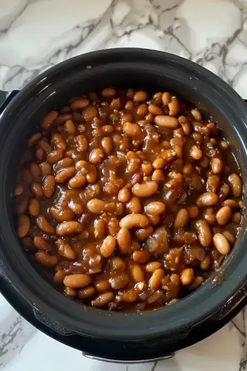 Slow Cooker Boston Baked Beans taken with iphone 15 pro max --iw 2 --ar 4:5 --v 6.0 --raw