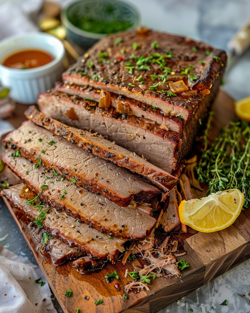 Brisket cooking process in slow cooker