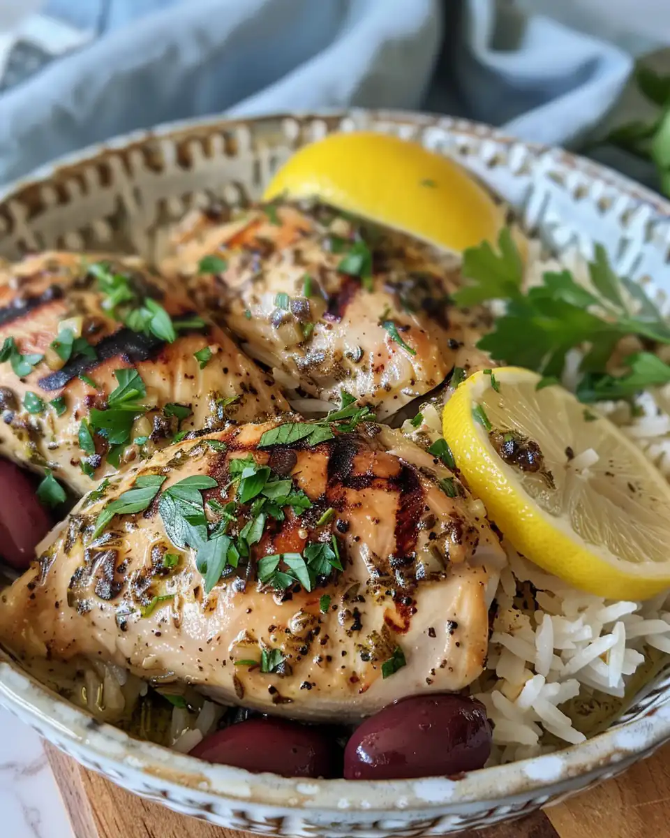 Ingredients for slow cooker Greek chicken including olives, roasted peppers, and herbs