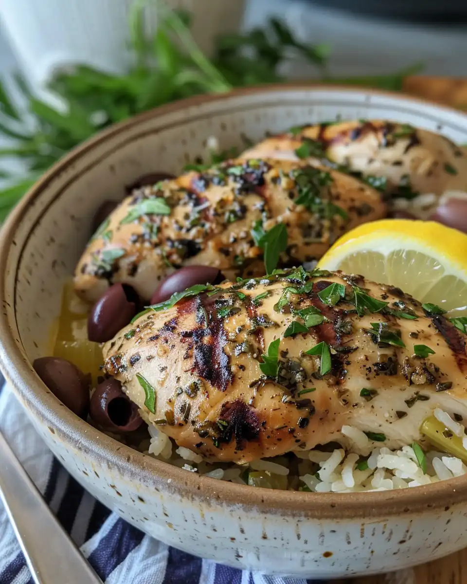 Tender and juicy slow cooker Greek chicken served with feta and herbs