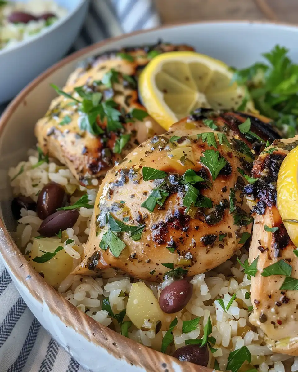 A slow cooker Greek chicken dish cooking with garlic and herbs aroma
