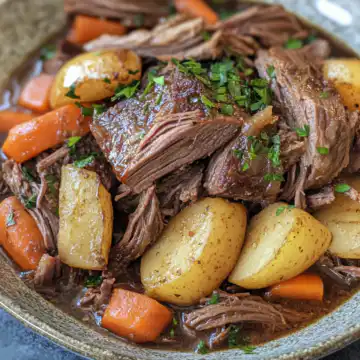 Slow cooker pot roast taken with iphone 15 pro max --iw 2 --ar 4:5 --v 6.1 --raw