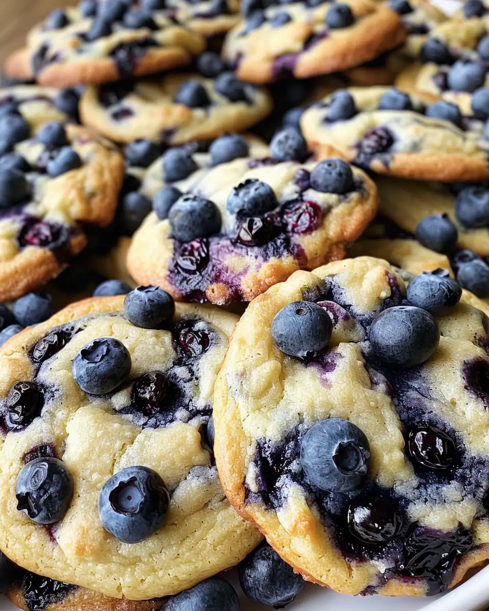 Ingredients for blueberry cheesecake cookies including white chocolate chips and fresh blueberries
