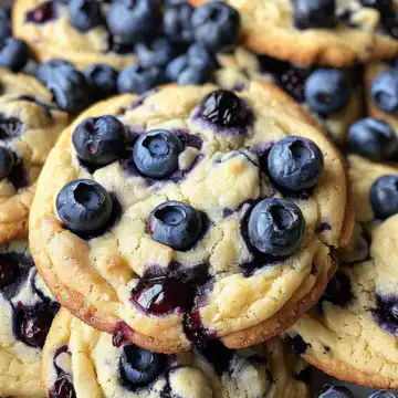 Soft Blueberry Cheesecake Cookies with Cream Cheese & Fresh Berries taken with iphone 15 pro max --iw 2 --ar 4:5 --v 6.0 --raw