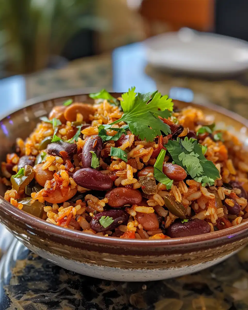 Spanish rice and beans ingredients and process in pressure cooker