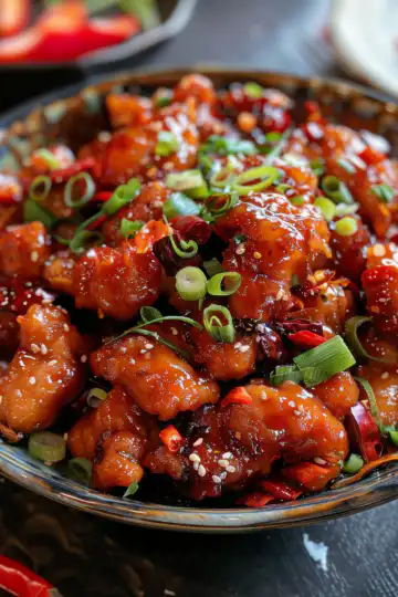 Spicy Dragon Chicken taken with iphone 15 pro max --iw 2 --ar 4:5 --v 6.0 --raw