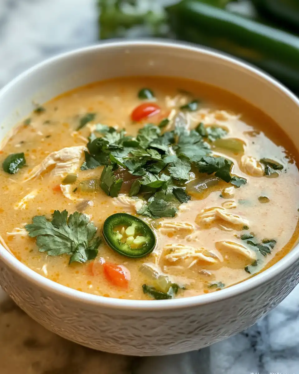 Bubbling spicy jalapeño popper chicken soup in pressure cooker