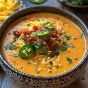 Spicy Jalapeño Popper Soup Recipe taken with iphone 15 pro max --iw 2 --ar 4:5 --v 6.1 --raw