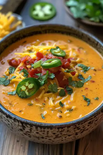 Spicy Jalapeño Popper Soup Recipe taken with iphone 15 pro max --iw 2 --ar 4:5 --v 6.1 --raw