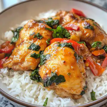 Spicy Maple Chicken and Coconut Rice taken with iphone 15 pro max --iw 2 --ar 4:5 --v 6.1 --raw