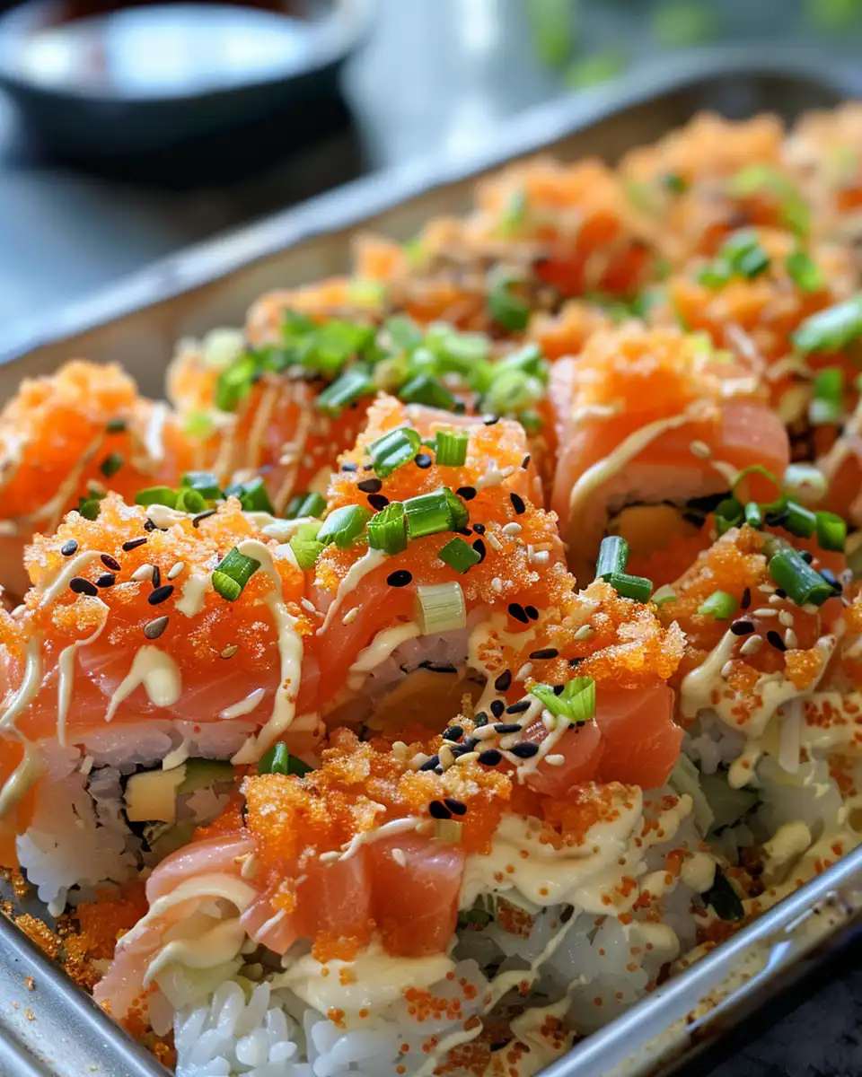 Spicy salmon sushi bake fresh from the pressure cooker
