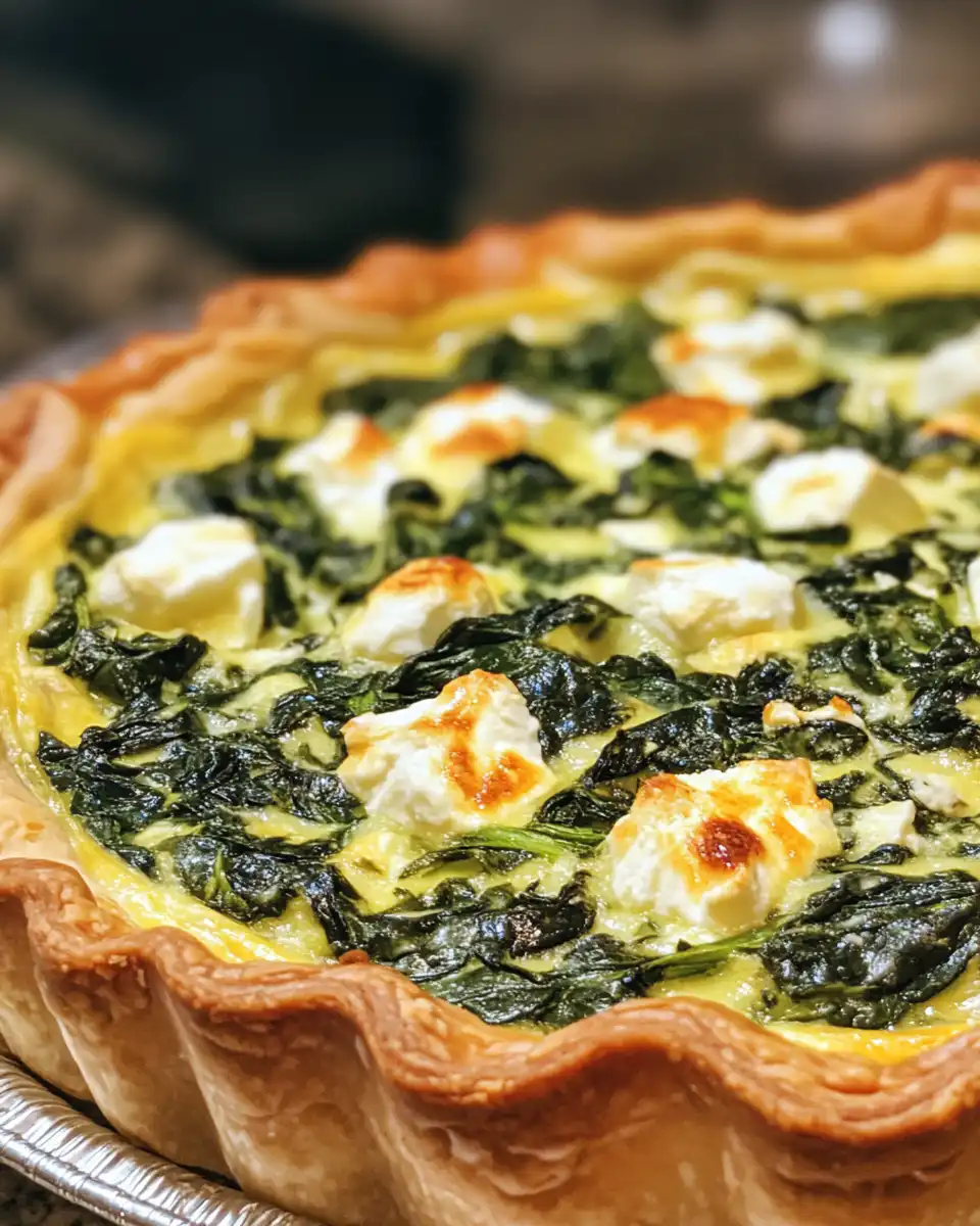 Final serving of spinach quiche