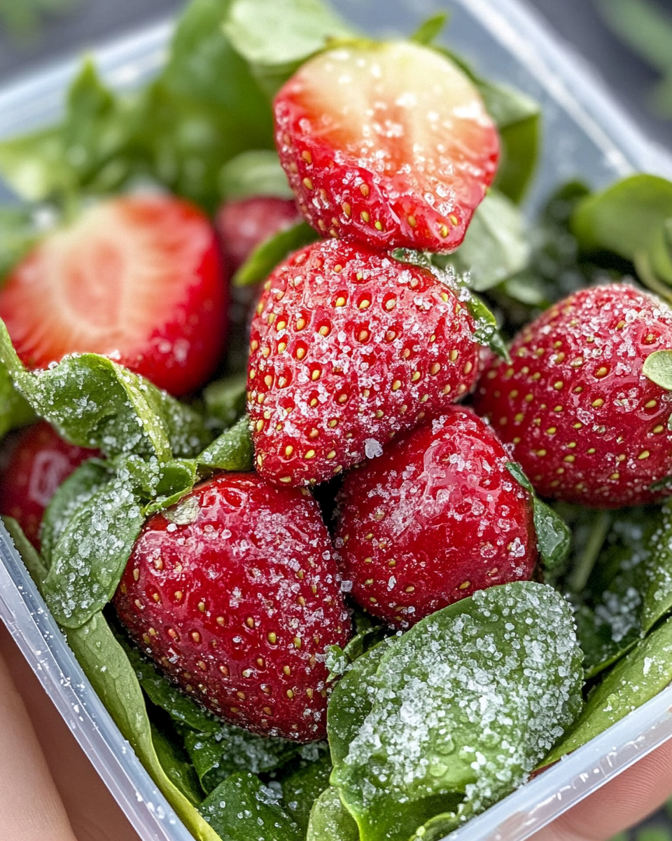 Close-up of spring salad with strawberries