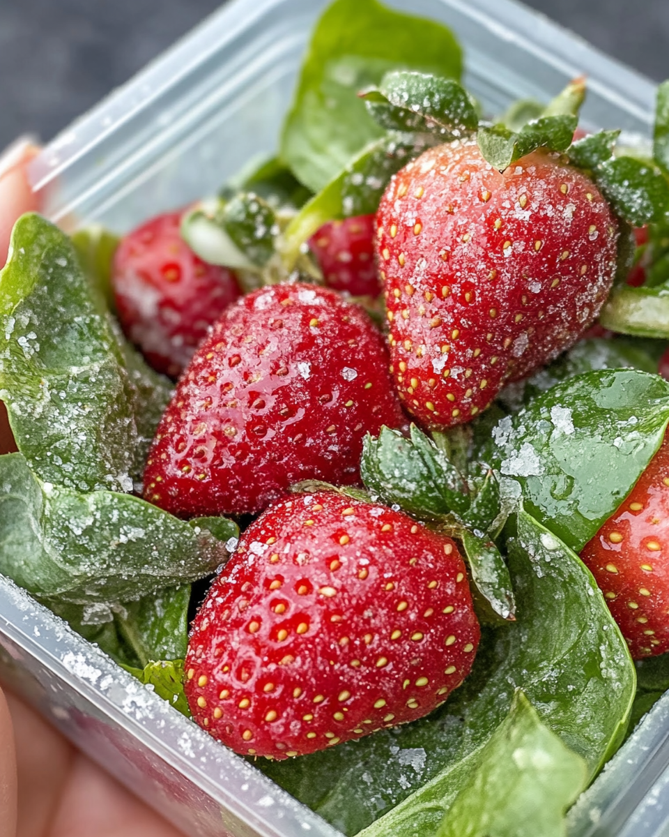Serving spring salad with strawberries