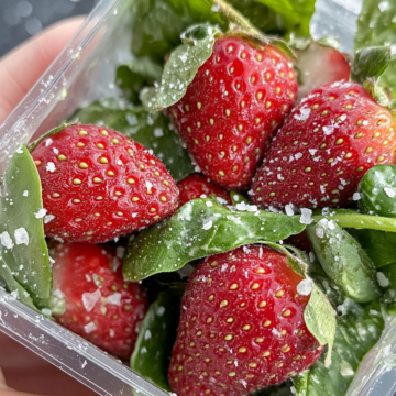 Spring Salad with Strawberries taken with iphone 15 pro max --iw 2 --ar 4:5 --v 6.1 --raw