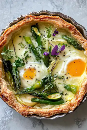 Spring Vegetable Tart taken with iphone 15 pro max --iw 2 --ar 4:5 --v 6.1 --raw