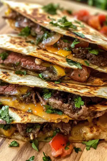 Steak quesadillas taken with iphone 15 pro max --iw 2 --ar 4:5 --v 6.1 --raw
