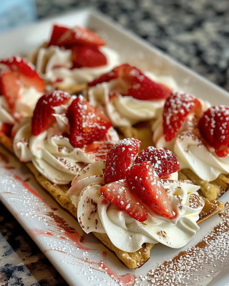 Finished Strawberry Cheesecake Dessert Tacos ready to serve