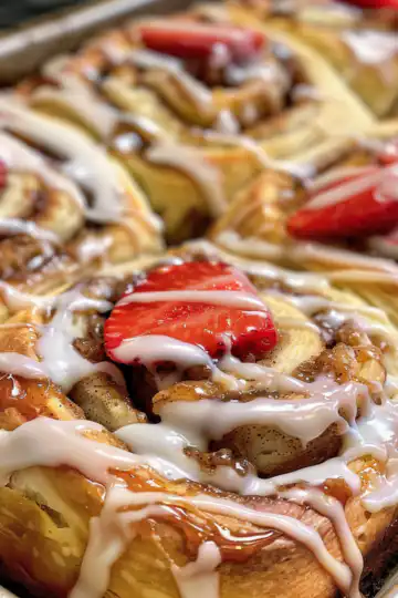 Strawberry Cinnamon Rolls taken with iphone 15 pro max --iw 2 --ar 4:5 --v 6.0 --raw