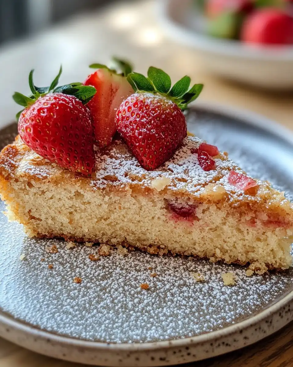 Serving strawberry coffee cake