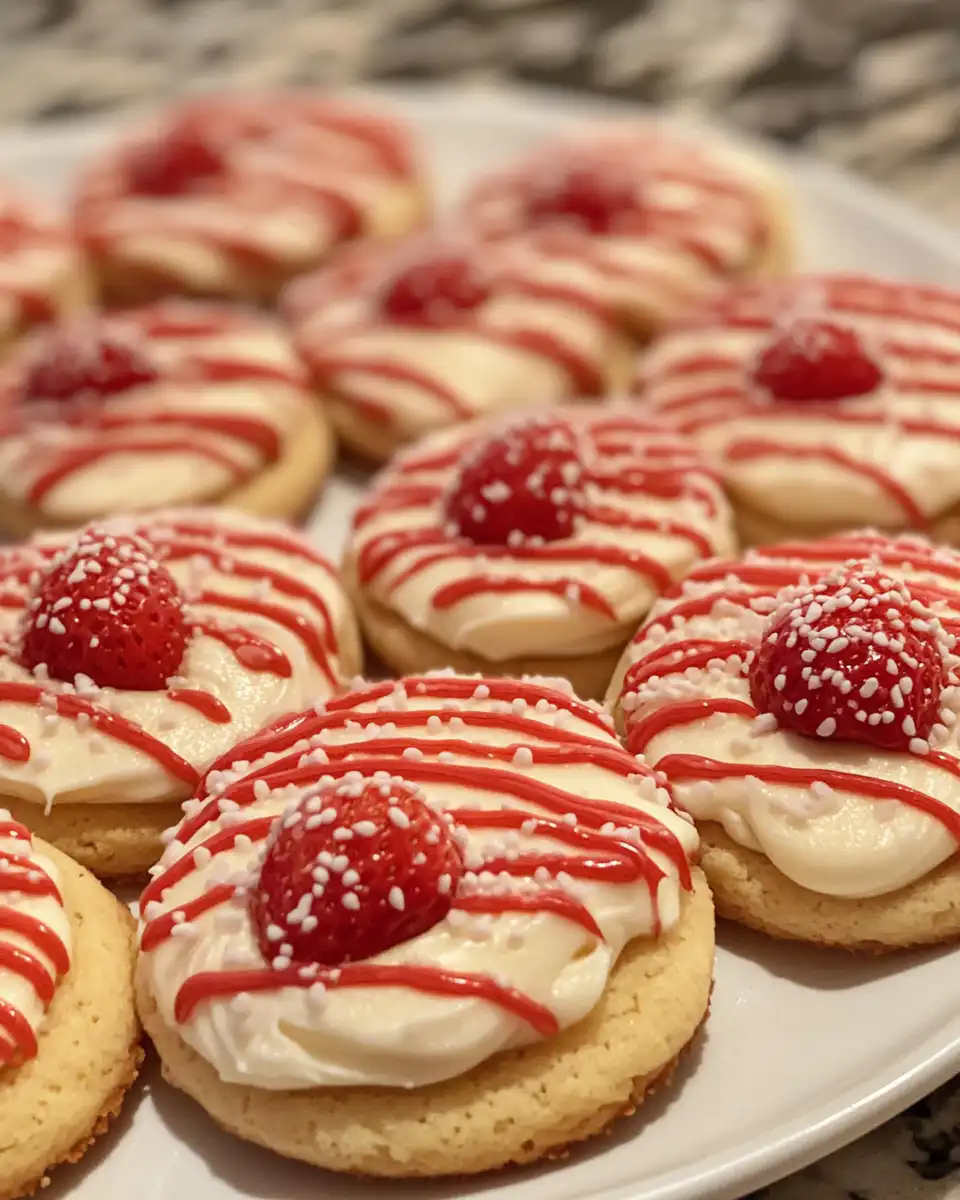 Fresh strawberry cream cheese cookies just out of the oven with soft golden edges