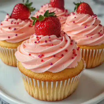 Strawberry Cupcakes taken with iphone 15 pro max --iw 2 --ar 4:5 --v 6.1 --raw