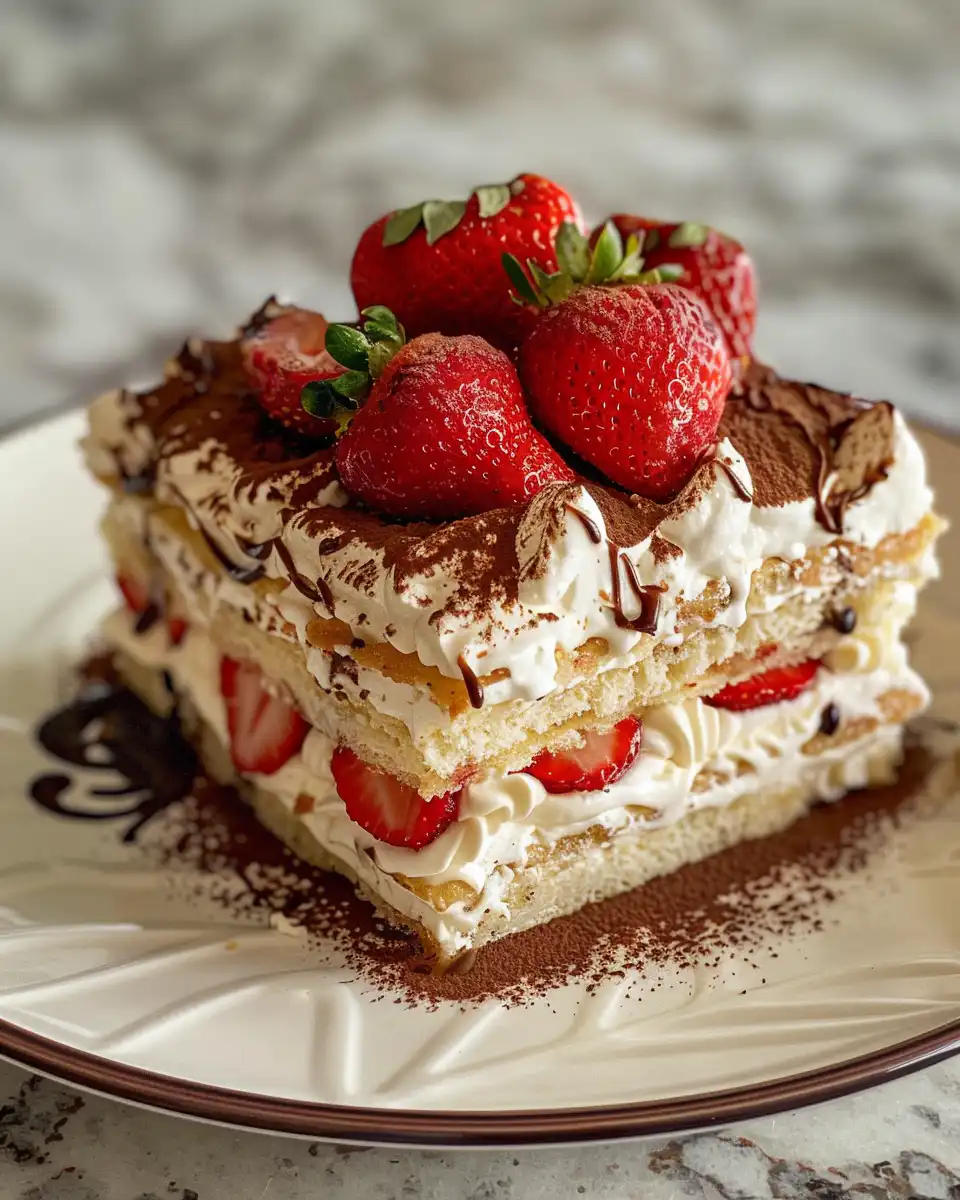 Layering ingredients for strawberry eclair cake