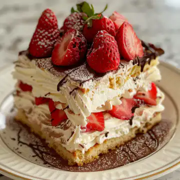Strawberry Eclair Cake taken with iphone 15 pro max --iw 2 --ar 4:5 --v 6.0 --raw