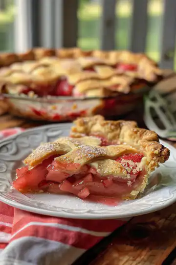 Strawberry Rhubarb Pie taken with iphone 15 pro max --iw 2 --ar 4:5 --v 6.0 --raw