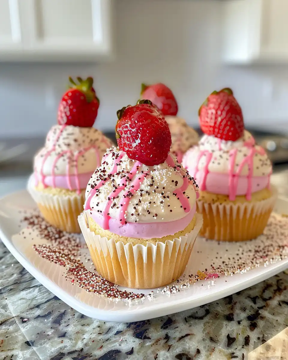 Finished strawberry keto dessert with whipped cream and strawberries