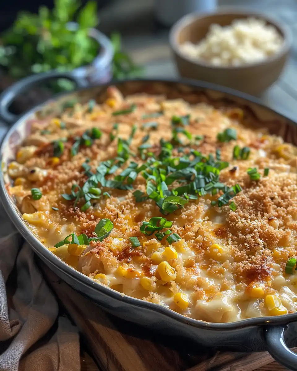 Ingredients for street corn chicken casserole including corn, cheese, and chicken