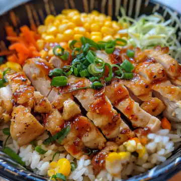 Street Corn Chicken Rice Bowl taken with iphone 15 pro max --iw 2 --ar 4:5 --v 6.0 --raw