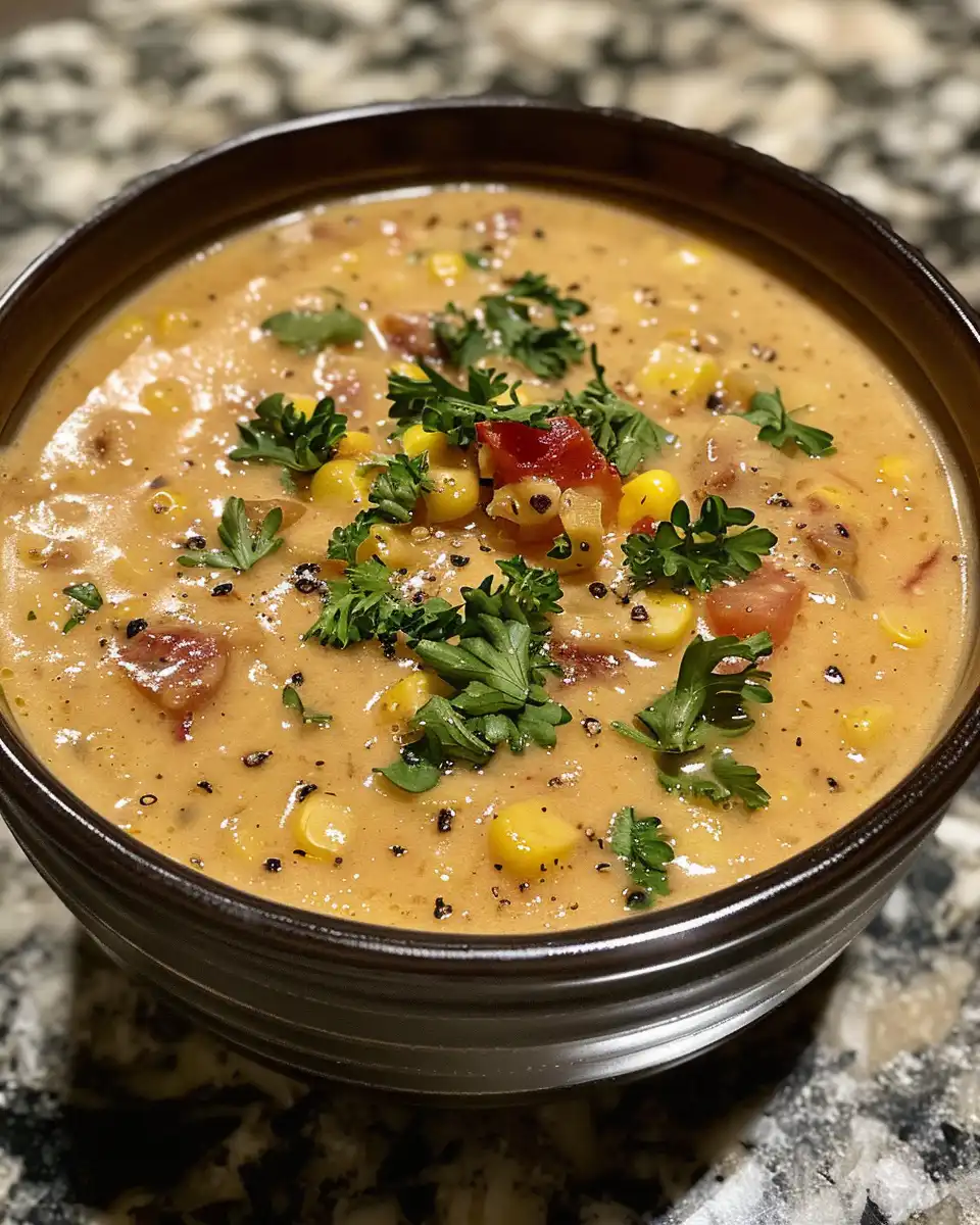 Fresh ingredients including sun-dried tomatoes, corn and herbs for chowder