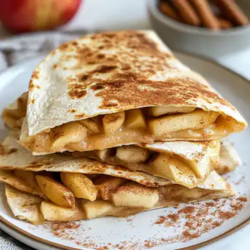 Sweet and Savory Apple Cinnamon Breakfast Quesadillas Recipe taken with iphone 15 pro max --iw 2 --ar 4:5 --v 6.1 --raw