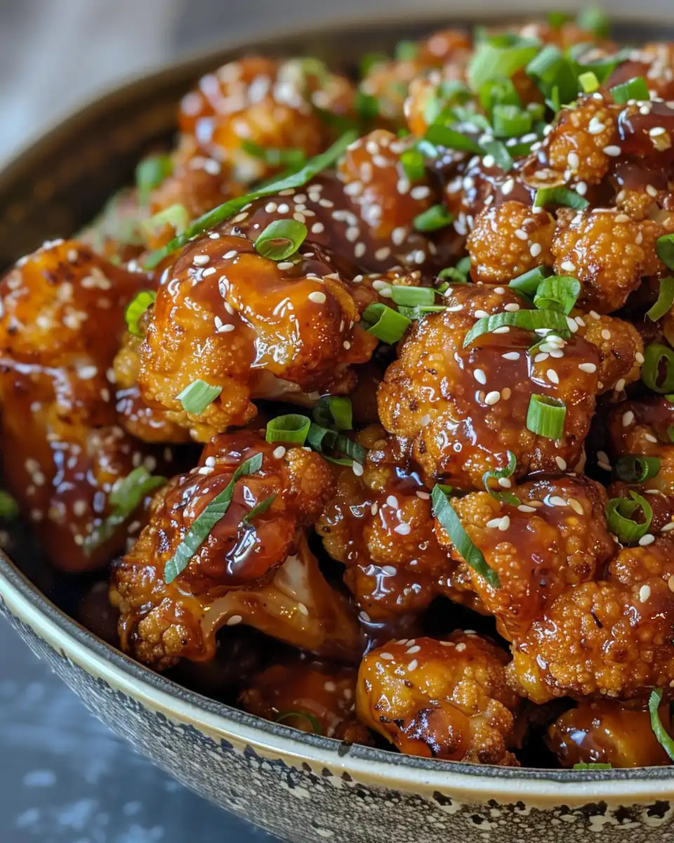 Ingredients for sweet and savory glazed baked cauliflower in bowl